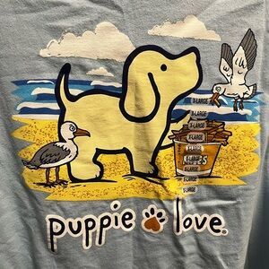 Puppie Love beach scene shirt-Adults XL-NEW